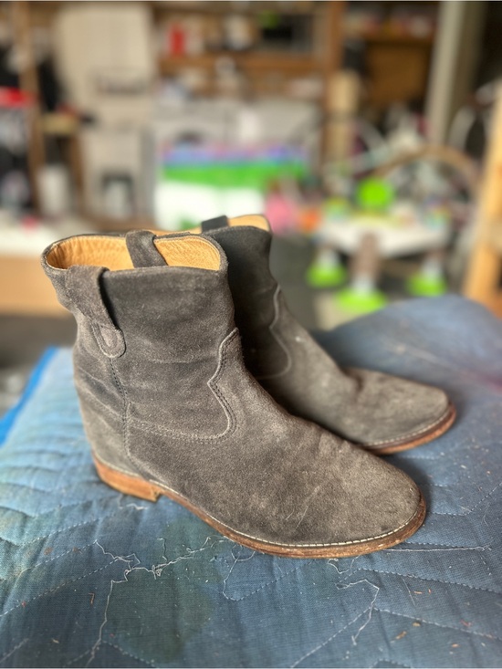Isabel Marant Shoes - Isabelle Marant Crisi Suede Ankle Boots in Charcoal Gray